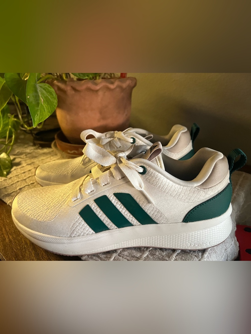adidas White Athletic Sneakers with Teal Accents